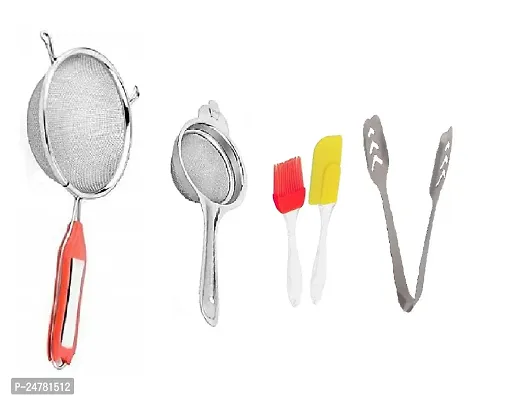 5 No Soup-Tea-M Spatula Set-Momo Tong_Stainless Steel_Strainers And Sieves Pack Of 4