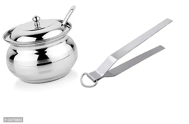 Chimta - Ghee Pot_Stainless Steel_Baking Tools And Accessories Pack Of 2-thumb0