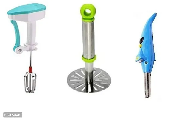 Small Masher - Hand Blender - Dophin Lighter _Stainless Steel_Pressers And Mashers Pack Of 3