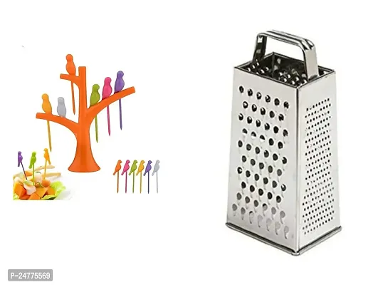 Fruit Fork - Ss 5 In 1 Grater_Stainless Steel_Meat Forks Pack Of 2-thumb0