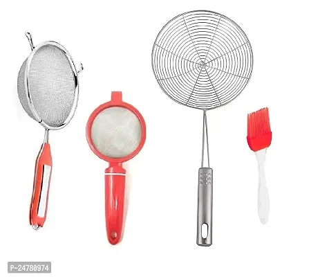 4 No Soup-Plastic Tea Strainer-Jhara-M Oil Brush_Stainless Steel_Strainers And Sieves Pack Of 4