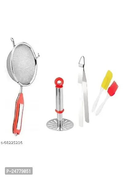 Soup- Small Masher- Chimta- Mini Spatula Set_Stainless Steel_Spatulas Pack Of 4