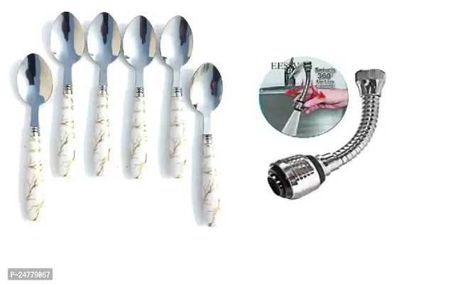 6 Pcs New Handle Spoon - Twbo Flex _Stainless Steel_Cooking Spoons Pack Of 2