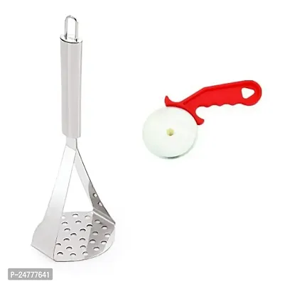 Big Masher - Red Pizza Cutter_Stainless Steel_Pressers And Mashers Pack Of 2