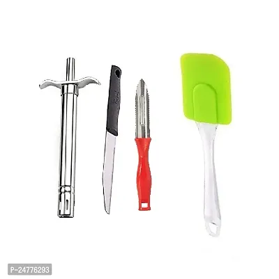 Gas Lighter With Knife-Peeler-Big Spatula_Stainless Steel_Kitchen Knives Pack Of 3-thumb0