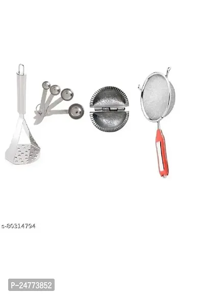 Big Masher- Steel Measuring- Soup- Gujiya_Stainless Steel_Baking Tools And Accessories Pack Of 4