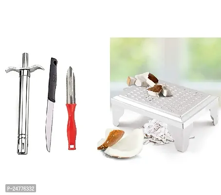 Gas Lighter With Knife-Peeler-Amrapali Grater_Stainless Steel_Kitchen Knives Pack Of 3-thumb0