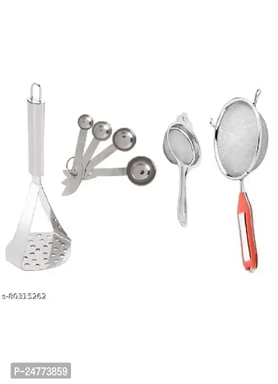 Big Masher- Steel Measuring- Soup- Ss Tea_Stainless Steel_Strainers And Sieves Pack Of 4-thumb0