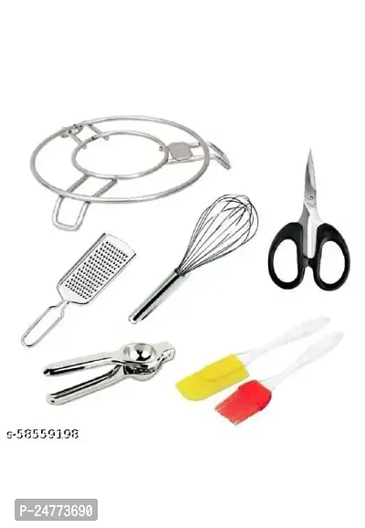 Cooker Stand- Whisk- Lemon- Small Scissor- Cheese Grater_Stainless Steel_Baking Tools And Accessories Pack Of 5