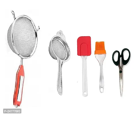 5 No Soup-Tea-B Spatula Set-Mini Scissors_Stainless Steel_Strainers And Sieves Pack Of 4-thumb0