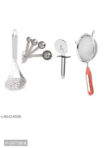 Big Masher- Steel Measuring- Soup- Ss Pizza Cutter_Stainless Steel_Pressers And Mashers Pack Of 4