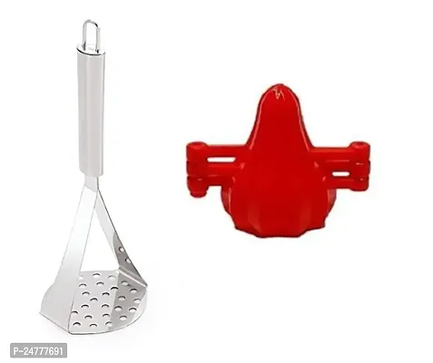 Big Masher - Plastic Modak_Stainless Steel_Baking Tools And Accessories Pack Of 2