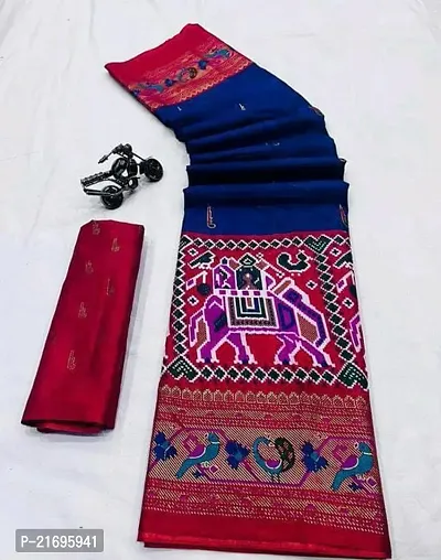 Classic Chanderi Silk Printed Saree with Blouse piece-thumb0