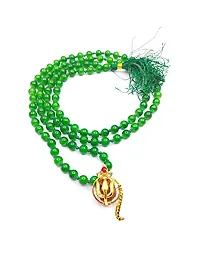 Raviour Lifestyle Rudraksh Mahadev Trishul Ganesh Pendant with Green Hakik Agate 108 Beads Mala for Ganesh Blessing and Prosperity-thumb2