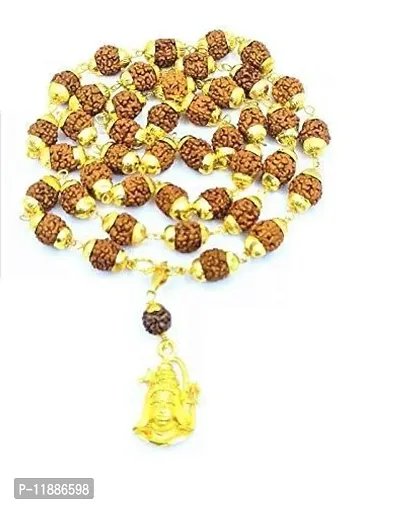 Raviour Lifestyle Lord Shiv Shankar Mahadev Shiv Shakti Rudraksha Pendant with Rudraksha Cap Mala for Shiv Blessings-thumb0