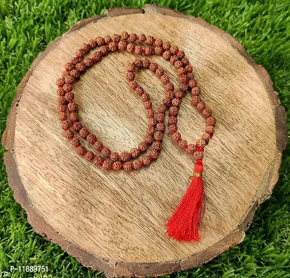 Raviour Lifestyle Present Panch Mukhi Rudraksha Mala in 108+1 Beads (5 mm, Brown)-thumb3