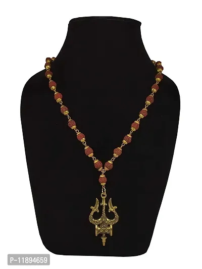 Raviour Lifestyle Mahadev Big Trishul Golden Cap Rudraksh Mala Rudraksha-thumb4