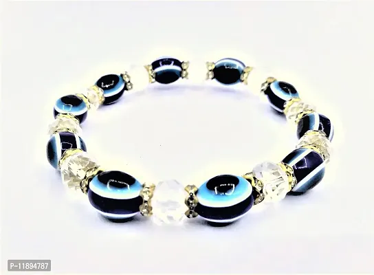 Raviour Lifestyle Blue Glass Brand & White Beads Energized Eye Protective Bracelet For Women-thumb3