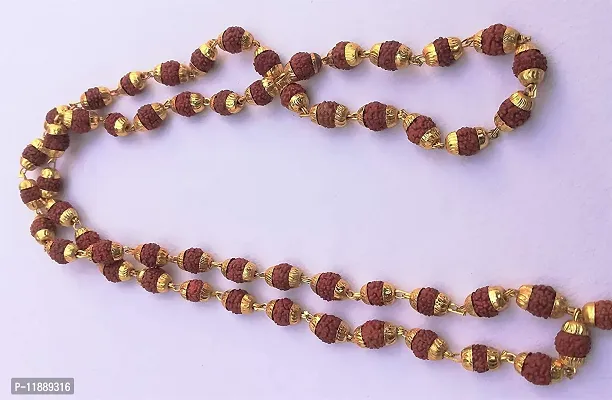 Raviour Lifestyle Rudraksh Mala Shiva God Gold Plated Rudraksh Mala Chain Long 24 Inches for Unisex-thumb3