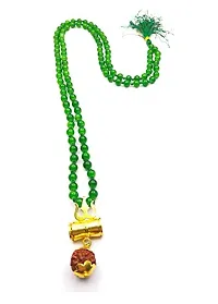 Raviour Lifestyle Lord Shiv Shakti 5 Mukhi Shiv Trishul Damru with Green Hakik Agate 108 Beads Mala-thumb2