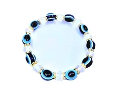 Raviour Lifestyle Blue Glass Brand & White Beads Energized Eye Protective Bracelet For Women-thumb1