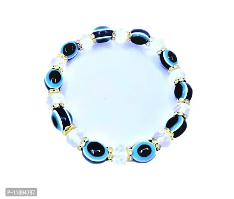 Raviour Lifestyle Blue Glass Brand & White Beads Energized Eye Protective Bracelet For Women-thumb2