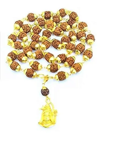 Raviour Lifestyle Lord Shiv Shankar Mahadev Shiv Shakti Rudraksha Pendant with Rudraksha Cap Mala for Astrological Benefits