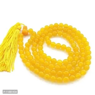 Raviour Lifestyle 108 Beads Agate Hakik Mala for Brihaspati Ma Baglamukhi Japa Mantras (Yellow)