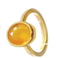 Raviour Lifestyle Present's Natural Yellow Sapphire Pukhraj Gemstone Ring For Women's and Men's-thumb1