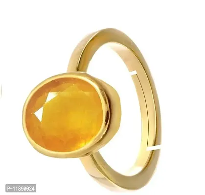 Raviour Lifestyle Present's Natural Yellow Sapphire Pukhraj Gemstone Ring For Women's and Men's-thumb2