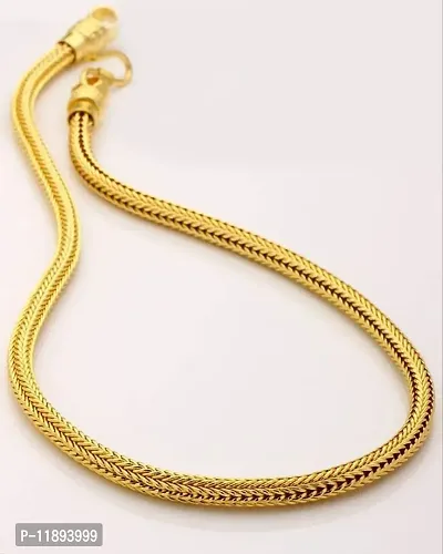 Raviour Lifestyle Plain Chain With Gold Plating Fancy Neck Chain Jewellery Gift For Him, Boy, Men, Father, Brother-thumb3