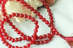 Raviour Lifestyle Natural RED Agate Hakik Japa Mala - Protection Against Bad Evils 108 Beads (8 mm)-thumb1