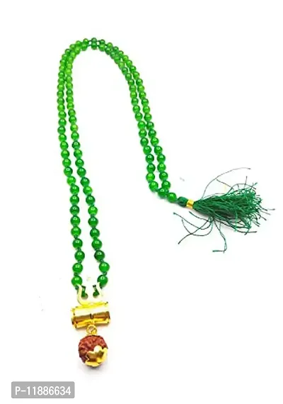 Raviour Lifestyle Lord Shiv Shakti 5 Mukhi Shiv Trishul Damru with Green Hakik Agate 108 Beads Mala-thumb0