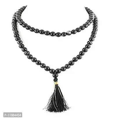 Raviour Lifestyle Black Agate Hakik 108 Beads Buddhist Prayer for Japa Rosary Wearing for Fashion Wear Mala for Astrological Purpose-thumb3