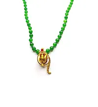 Raviour Lifestyle Rudraksh Mahadev Trishul Ganesh Pendant with Green Hakik Agate 108 Beads Mala for Ganesh Blessing and Prosperity-thumb1