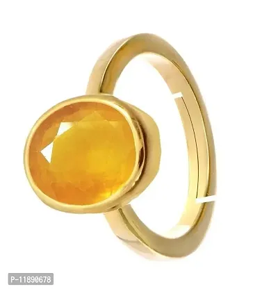 Raviour Lifestyle Pukhraj Guru Graha Rashi Ratan Panchdhatu Natural Yellow Sapphire Gemstone Ring for Astrological Purpose for Men and Women-thumb3