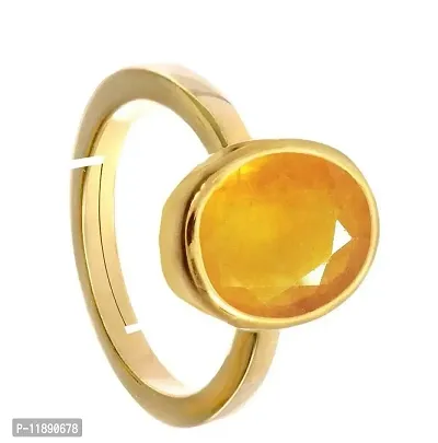 Raviour Lifestyle Pukhraj Guru Graha Rashi Ratan Panchdhatu Natural Yellow Sapphire Gemstone Ring for Astrological Purpose for Men and Women-thumb2