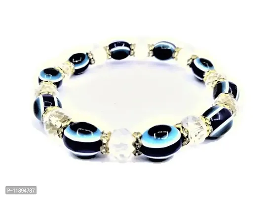 Raviour Lifestyle Blue Glass Brand & White Beads Energized Eye Protective Bracelet For Women-thumb0