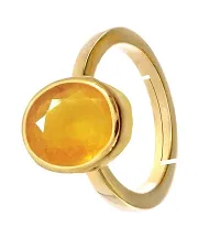 Raviour Lifestyle Unheated Untreatet Natural Yellow Sapphire Pukhraj Gemstone Gold Plated Ring for Women's and Men's-thumb1