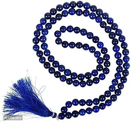Raviour Lifestyle 100% Natural Blue Hakik Mala Blue Agate Stone Chain Neela Hakik Mala 108+1 Beads for Japa for Men and Women-thumb3