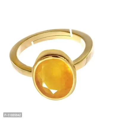 Raviour Lifestyle Natural Yellow Sapphire Pukhraj Gemstone Ring for Women's and Men's-thumb2