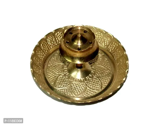 Raviour Lifestyle Classic Traditional Brass Agarbatti-Incense Sticks Holder-Stand with Ash Catcher 4 CM 5 Holes