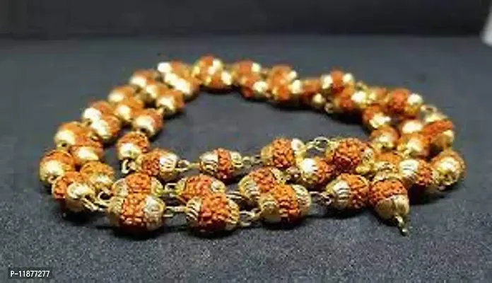 Raviour Lifestyle Rudraksha Golden Cap mala for japa and Rosary wear energized with mantra and fashion wear also-thumb5