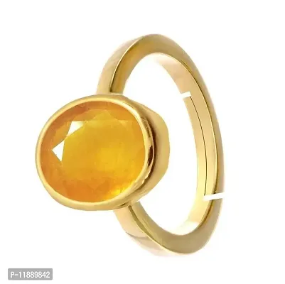 Raviour Lifestyle Natural Yellow Sapphire Pukhraj Gemstone Ring for Women's and Men's-thumb0