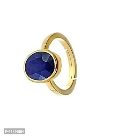 Raviour Lifestyle Original Blue Sapphire Gold Plated Ring Panchdhatu Adjustable Neelam Ring for Men & Women