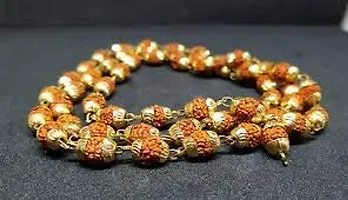 Purple Stone Rudraksha Mala Premium 24K Yellow Gold Plated Copper Mala - 27 Inch-thumb4