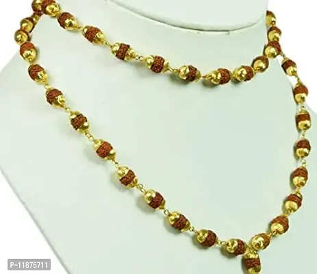 Purple Stone Rudraksha Mala Premium 24K Yellow Gold Plated Copper Mala - 27 Inch-thumb3