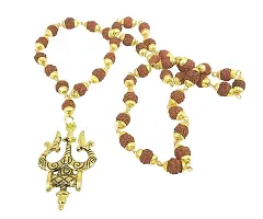 Raviour Lifestyle Mahadev Big Trishul Golden Cap Rudraksh Mala Rudraksha-thumb1