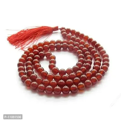 Raviour Lifestyle Natural RED Agate Hakik Japa Mala - Protection Against Bad Evils 108 Beads (8 mm)