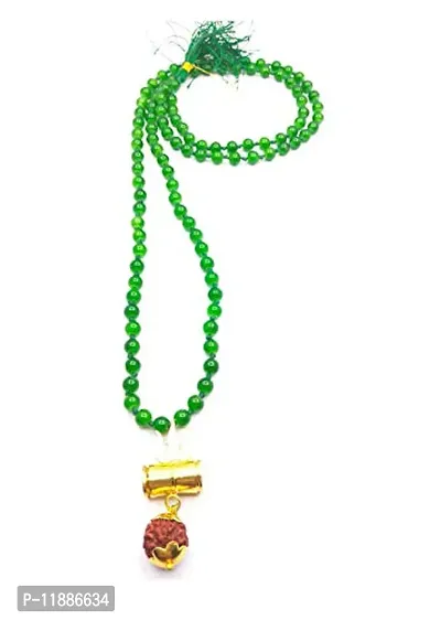 Raviour Lifestyle Lord Shiv Shakti 5 Mukhi Shiv Trishul Damru with Green Hakik Agate 108 Beads Mala-thumb3